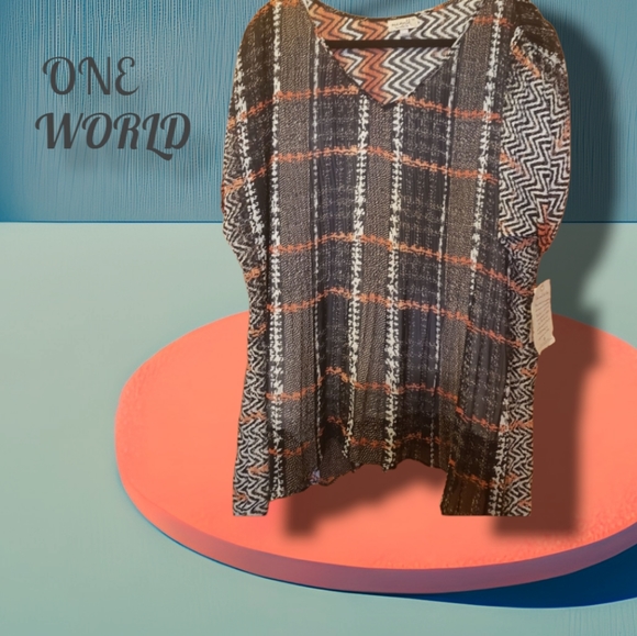 ONE WORLD Tops - ONE WORLD Plaid tunic XL